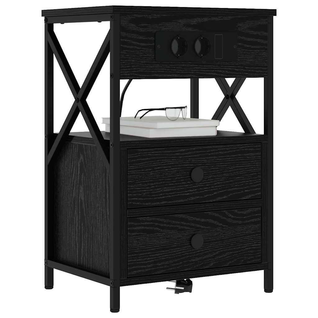Bedside Cabinet 2 pcs Black oak 40 x 31 x 60 cm Engineered wood
